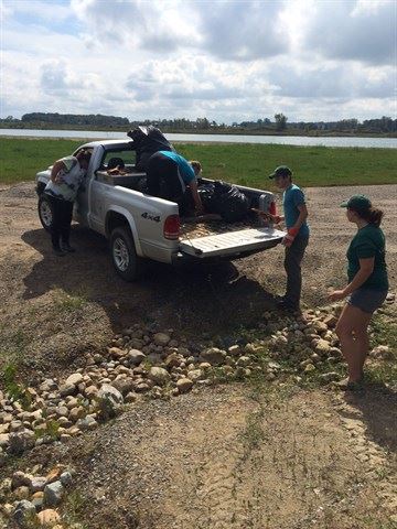 Students used the larger rocks found on the beach